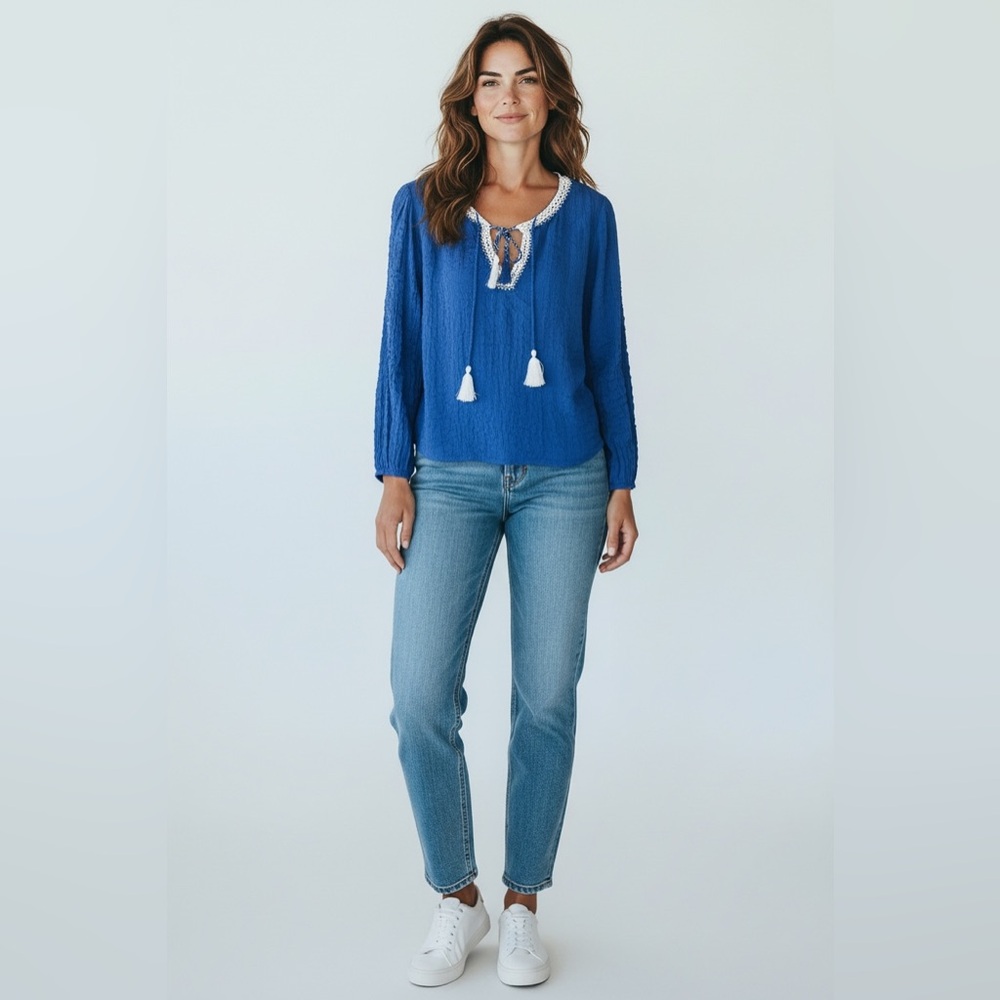 Loft Beach Blouse Blue Size Medium